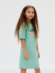 Calvin Klein Green Logo Placement T-Shirt Dress - Image 1 of 5