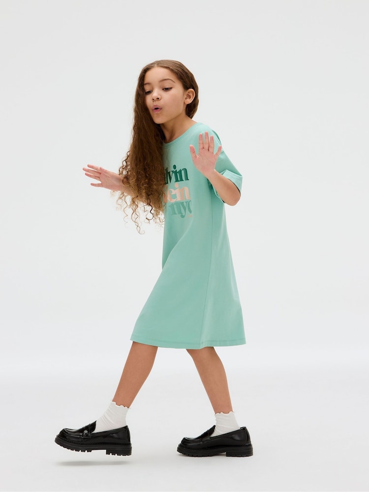 Buy Calvin Klein Green Logo Placement T-Shirt Dress from Next USA Buy Calvin Klein Green Logo Placement T-Shirt Dress from Next USA