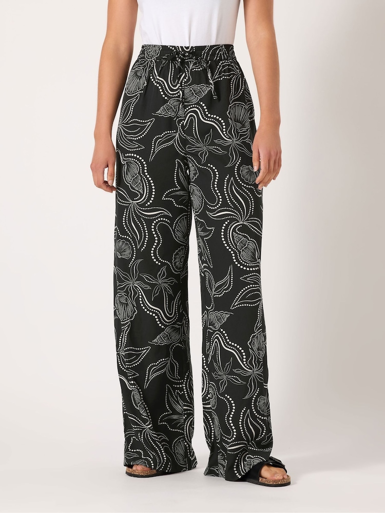 Long Tall Sally Black Printed Wide Leg Trousers - Image 1 of 5
