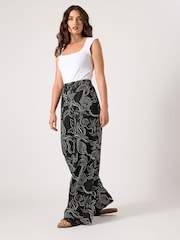 Long Tall Sally Black Printed Wide Leg Trousers - Image 2 of 5