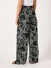 Long Tall Sally Black Printed Wide Leg Trousers - Image 3 of 5