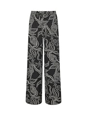 Long Tall Sally Black Printed Wide Leg Trousers - Image 5 of 5