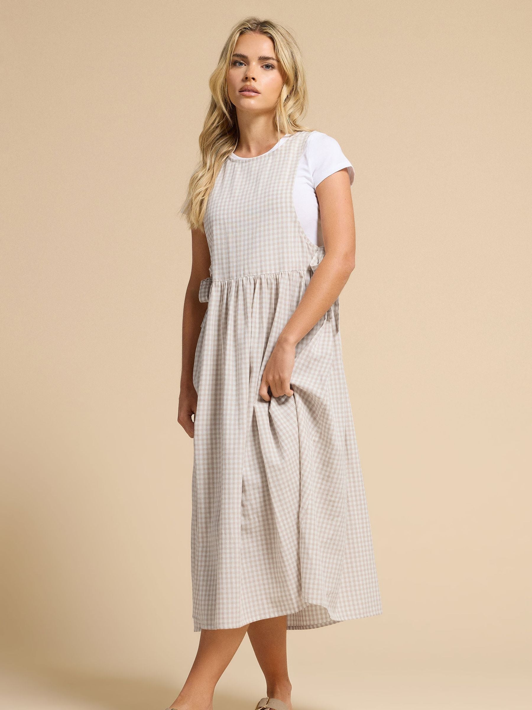 PixieGirl Petite Natural Gingham Pinafore 100% Cotton Dress