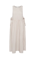 PixieGirl Petite Natural Gingham Pinafore 100% Cotton Dress - Image 1 of 1