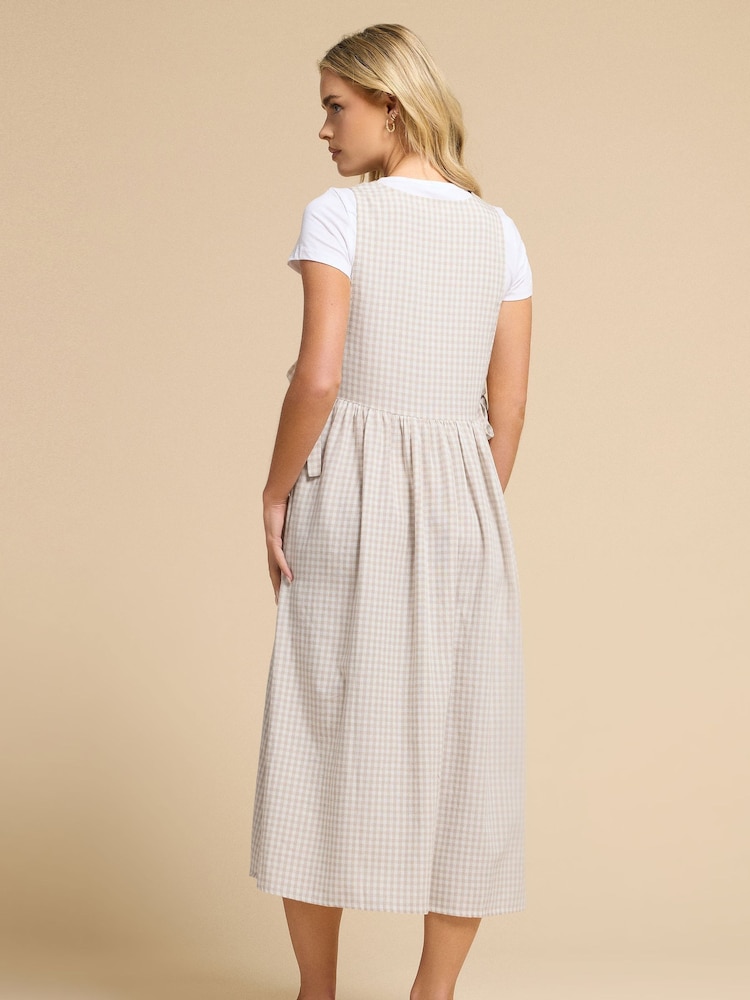 PixieGirl Petite Natural Gingham Pinafore 100% Cotton Dress - Image 2 of 5