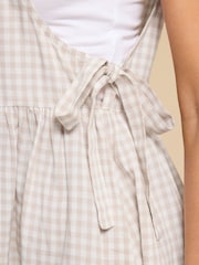 PixieGirl Petite Natural Gingham Pinafore 100% Cotton Dress - Image 4 of 5