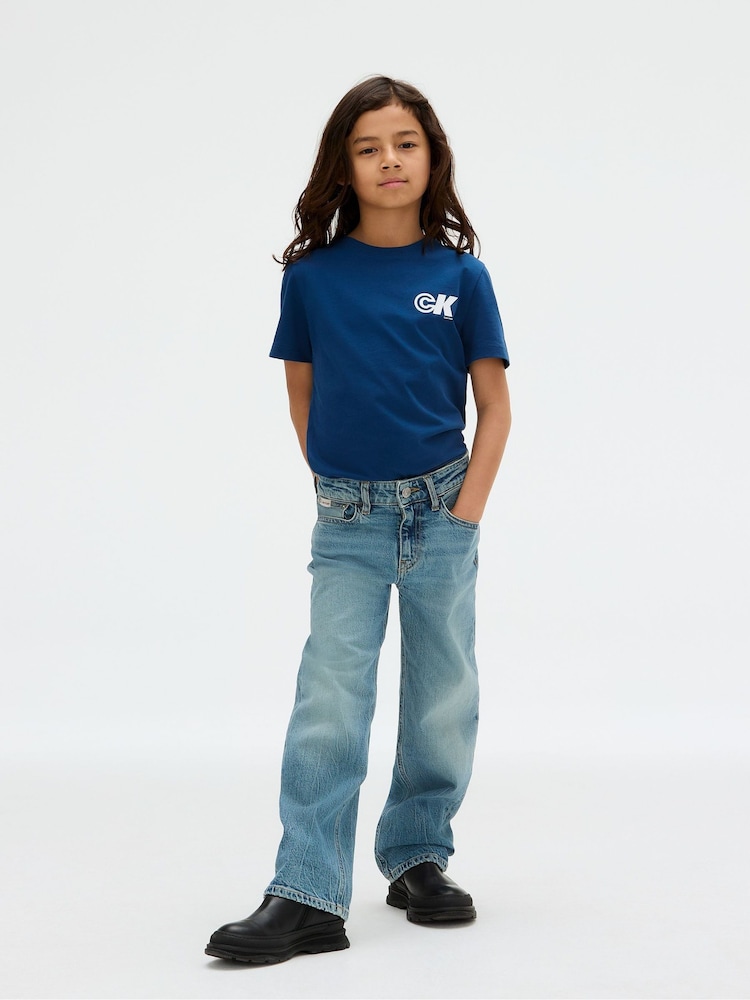 Calvin Klein Blue Regular Seasonal T-Shirt - Image 2 of 5 Calvin Klein Blue Regular Seasonal T-Shirt - Image 2 of 5