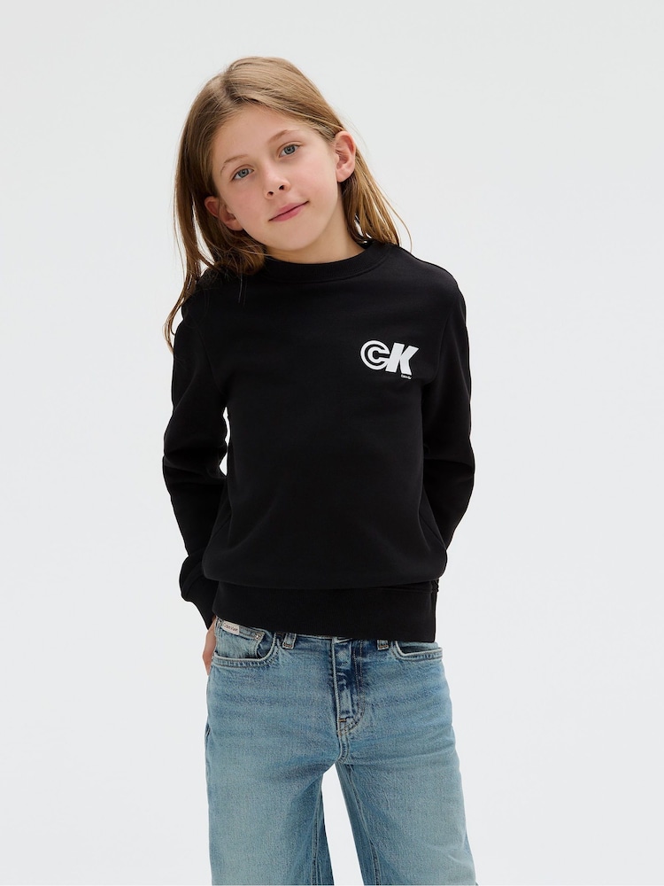 Calvin Klein Black Seasonal Terry Crew Neck Sweater - Image 1 of 5 Calvin Klein Black Seasonal Terry Crew Neck Sweater - Image 1 of 5