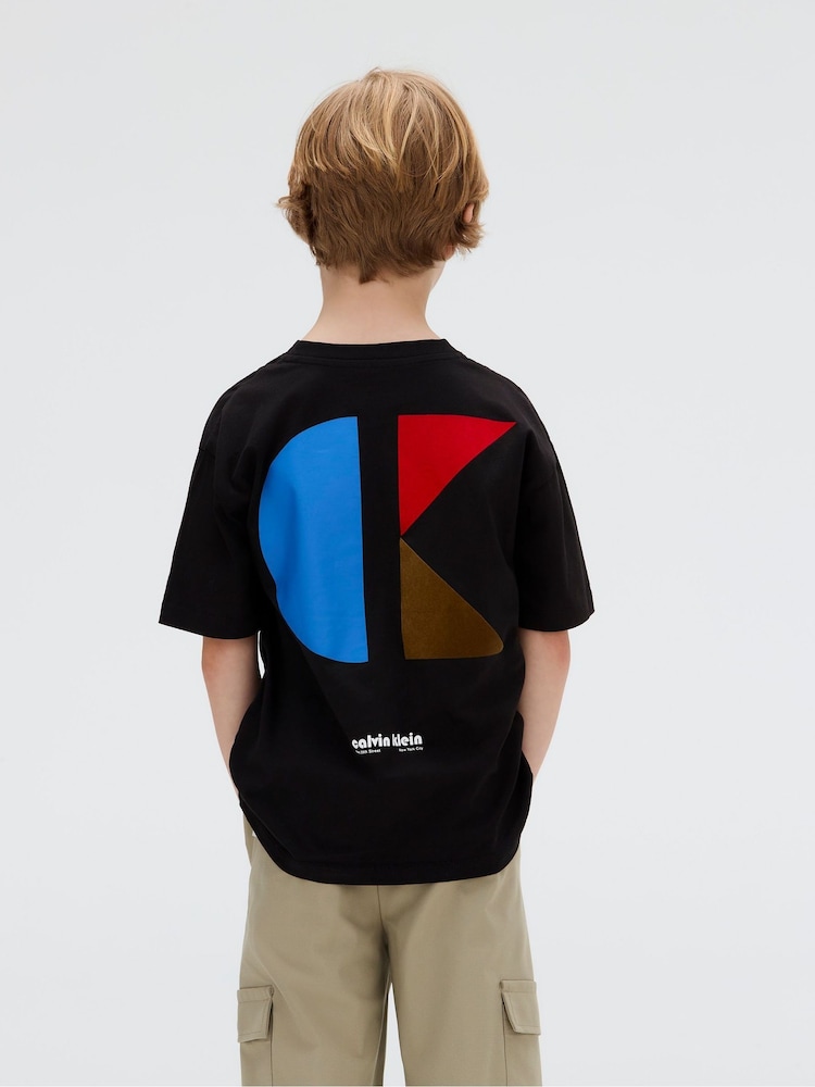 Calvin Klein Black Relaxed Geo Backprint T-Shirt - Image 2 of 5