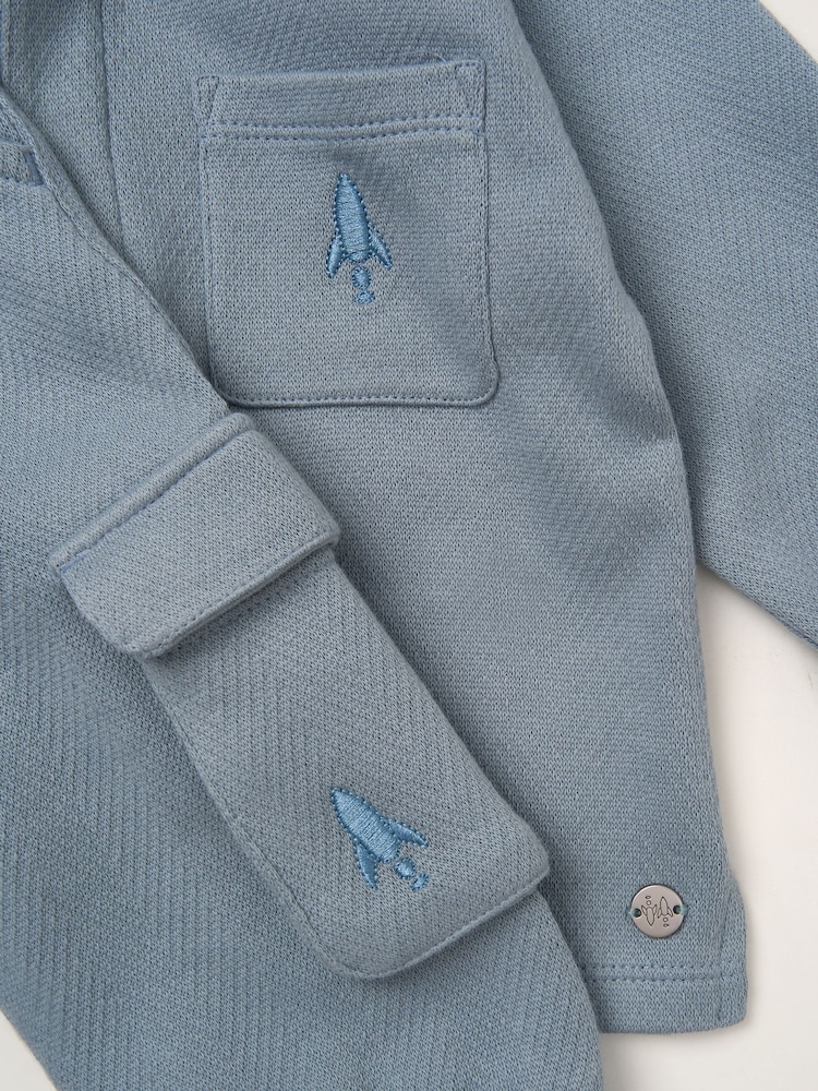 Angel & Rocket Blue Mini Arthur Herringbone Co-Ord Set - Image 8 of 8