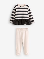 Angel & Rocket Black Marley Stripe Jersey Top And Spot Leggings - Image 1 of 1