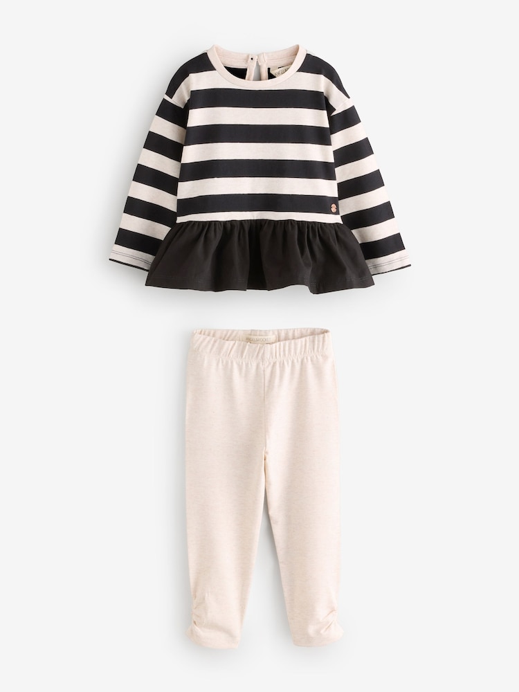 Angel & Rocket Black Marley Stripe Jersey Top And Spot Leggings - Image 1 of 1