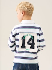 Angel & Rocket Blue Luka Yarn Dyed Stripe Rugby Shirt - Image 2 of 8