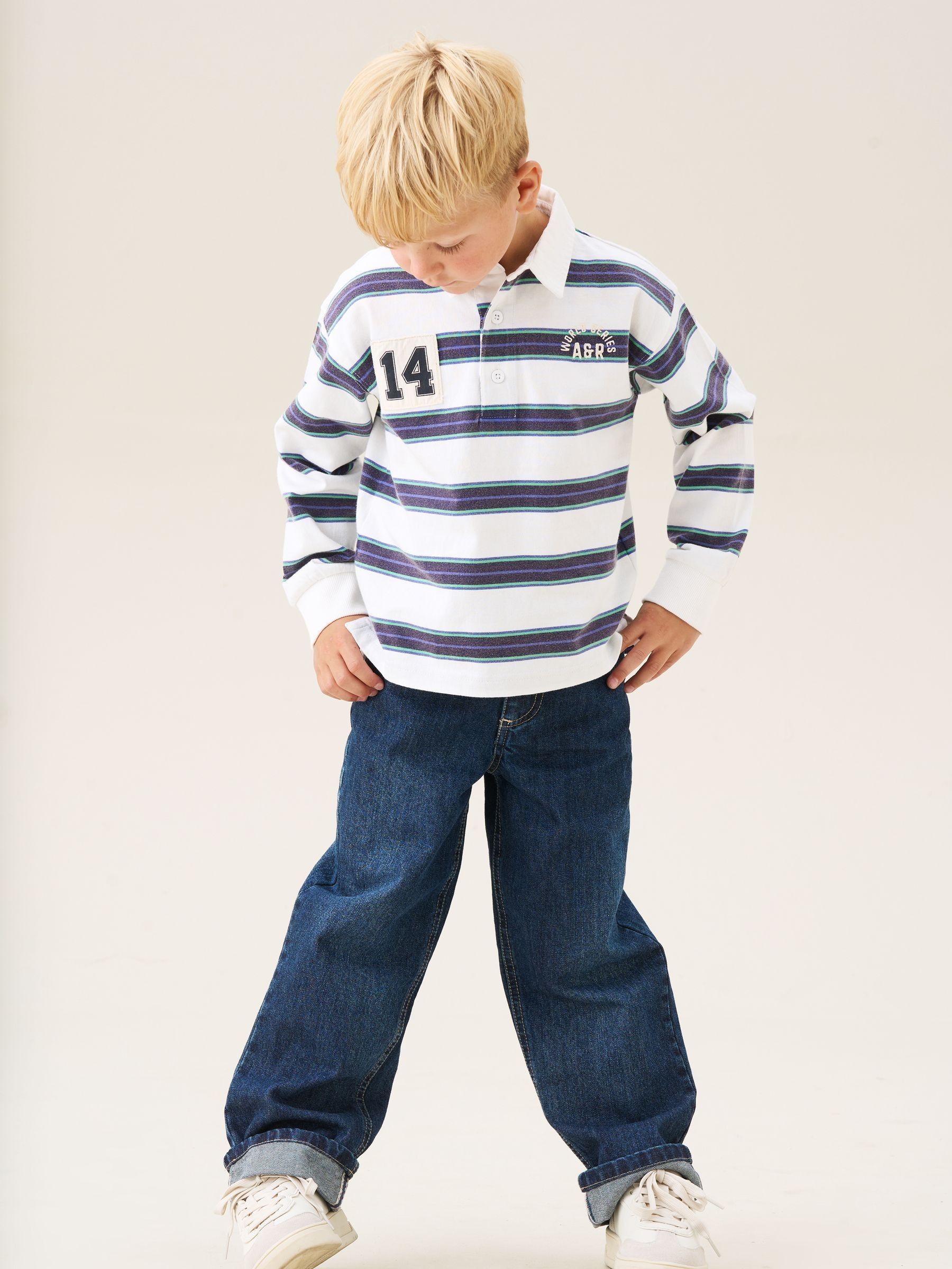 Buy Angel & Rocket Blue Luka Yarn Dyed Stripe Rugby Shirt from