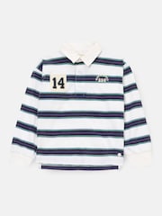 Angel & Rocket Blue Luka Yarn Dyed Stripe Rugby Shirt - Image 6 of 8
