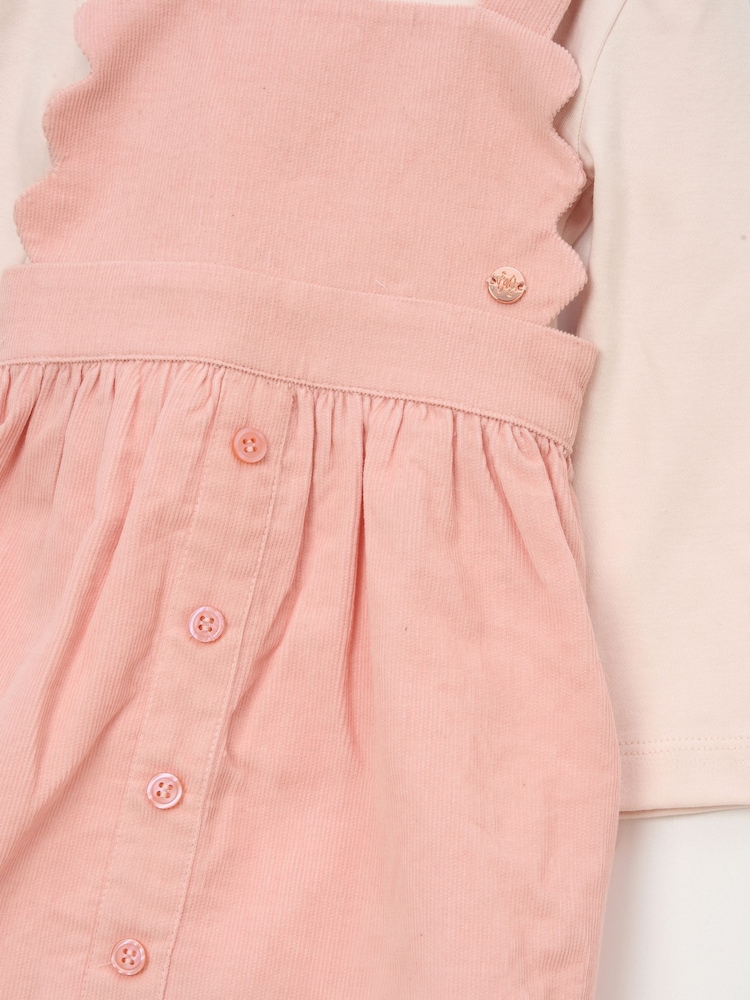 Angel & Rocket Pink Orla Cord Pinny & Print Bodysuit - Image 3 of 3
