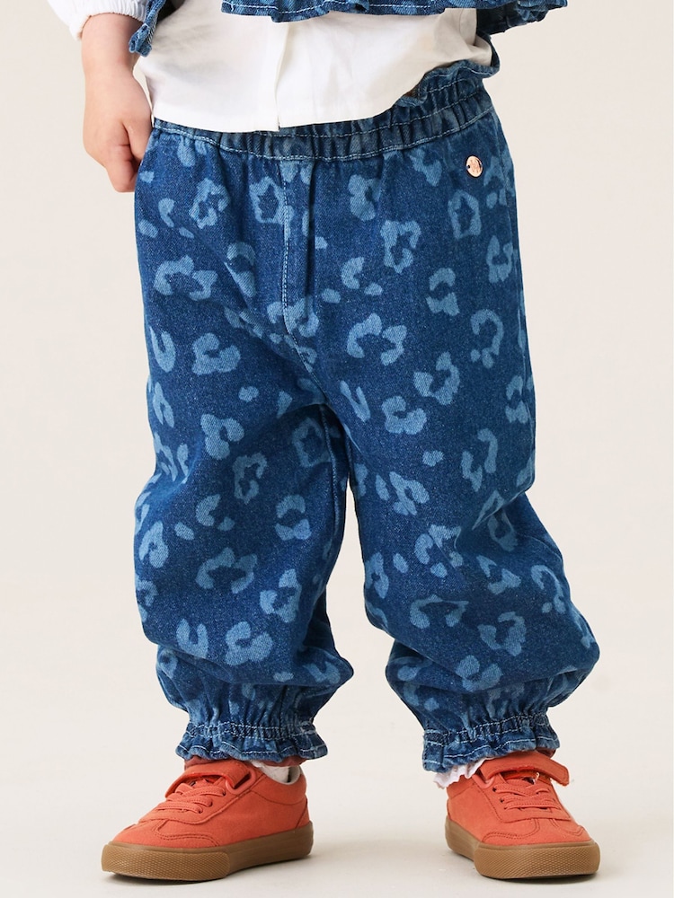 Angel & Rocket Blue Petra Leopard Print Denim Trousers - Image 2 of 6 Angel & Rocket Blue Petra Leopard Print Denim Trousers - Image 2 of 6