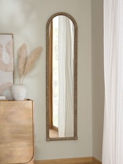 Natural Ribbed Wood Floor Length Mirror - Image 1 of 4