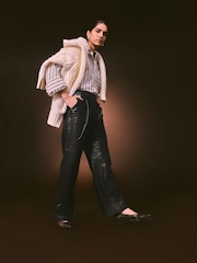 Nothing Ordinary Black Leather Straight Leg Trousers - Image 1 of 3