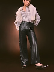 Nothing Ordinary Black Leather Straight Leg Trousers - Image 2 of 3