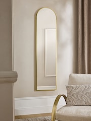 Gold Slimline Arch Full Length Wall Mirror - Image 1 of 4