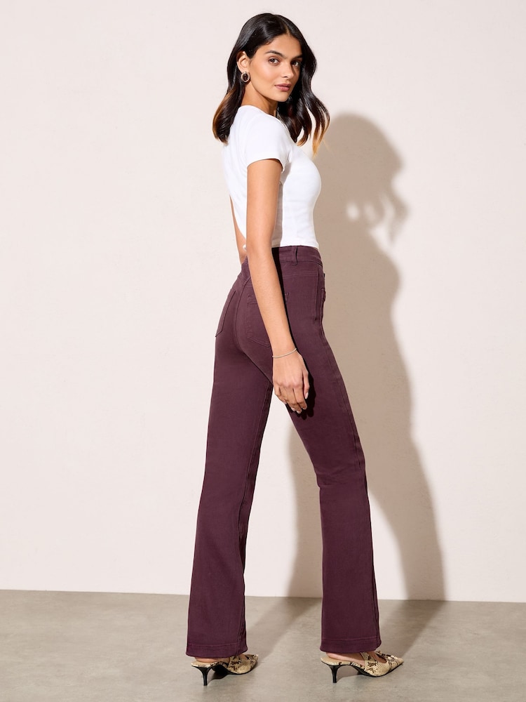 Friends Like These Burgundy Red High Waist Pocket Flare Jeans - Image 4 of 4