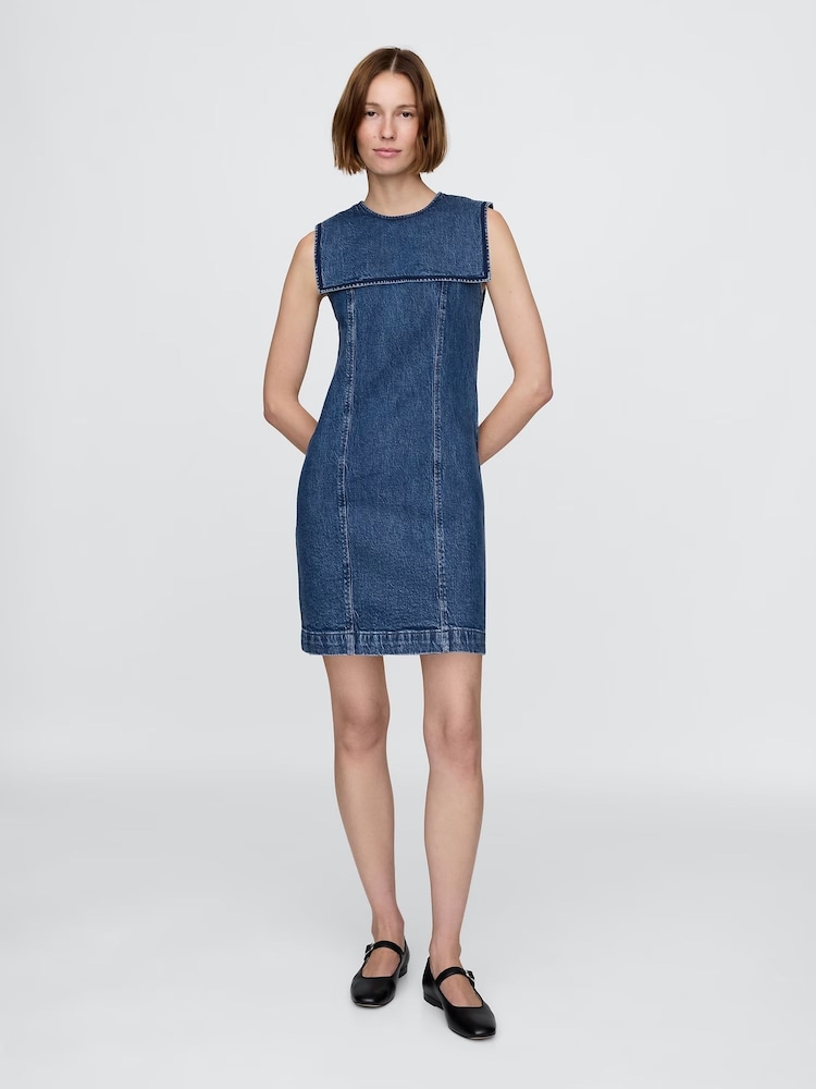 Gap Blue DÔEN Denim Sailor Mini Dress - Image 1 of 8