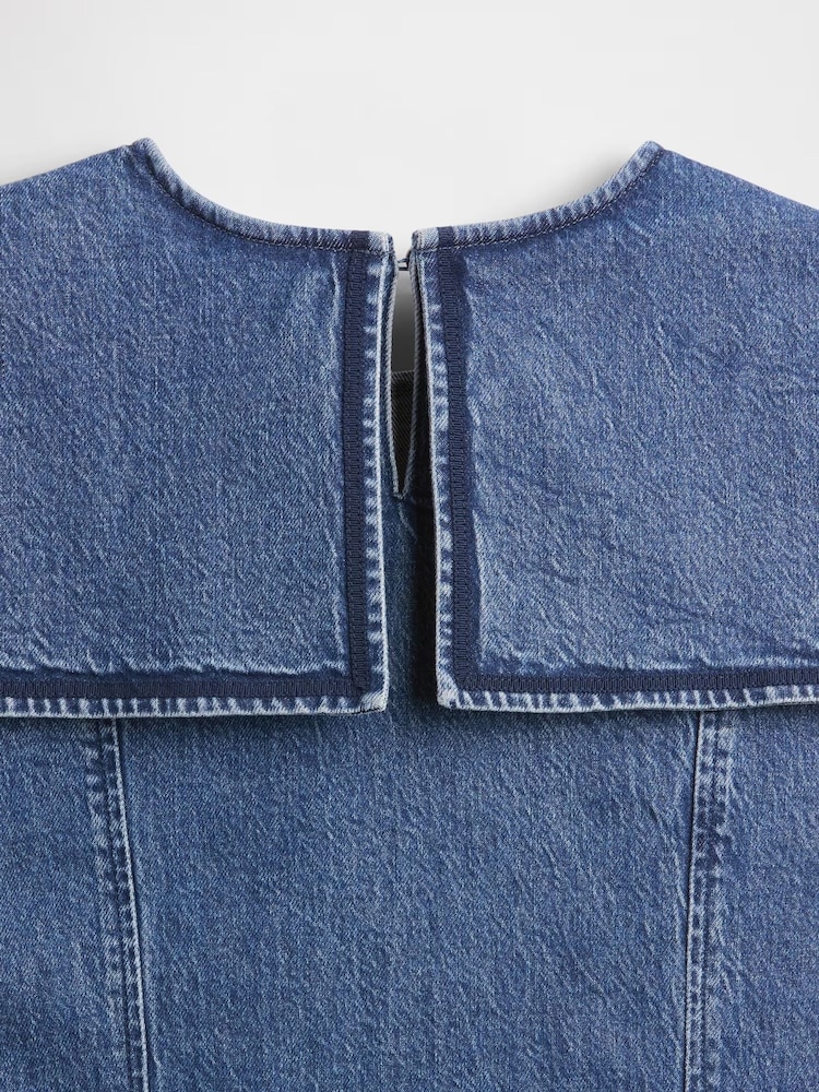 Gap Blue DÔEN Denim Sailor Mini Dress - Image 8 of 8