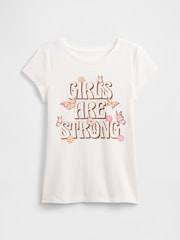 Blanco - Camiseta de manga corta y cuello redondo con estampado gráfico de Gap (4-13años) - Imagen 1 de 3