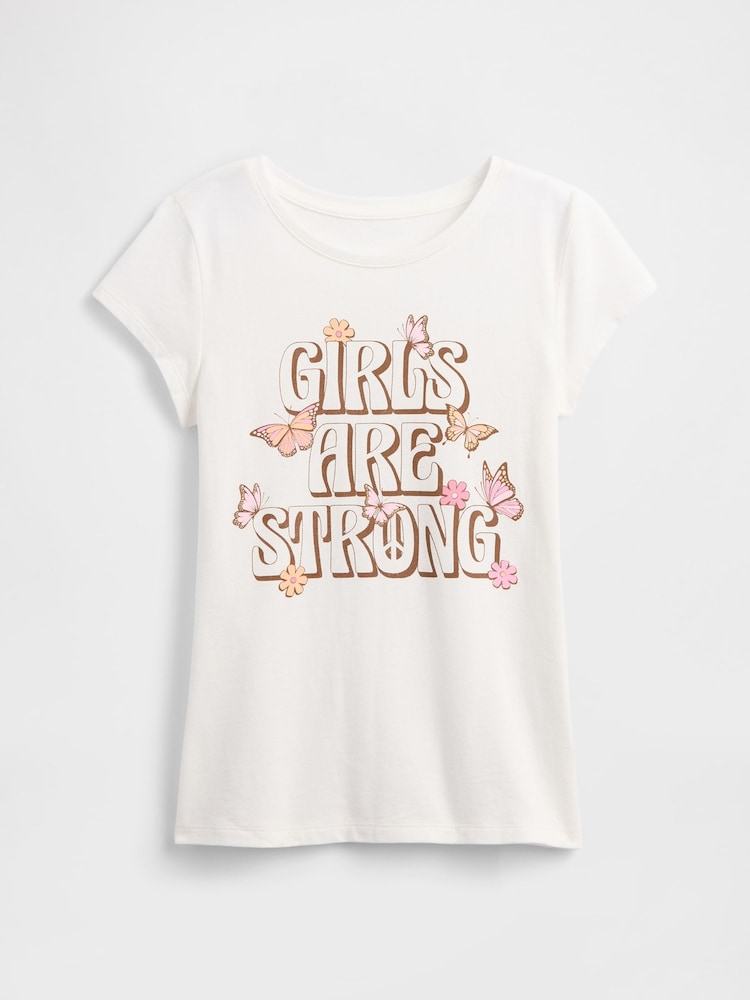 Blanco - Camiseta de manga corta y cuello redondo con estampado gráfico de Gap (4-13años) - Imagen 1 de 3