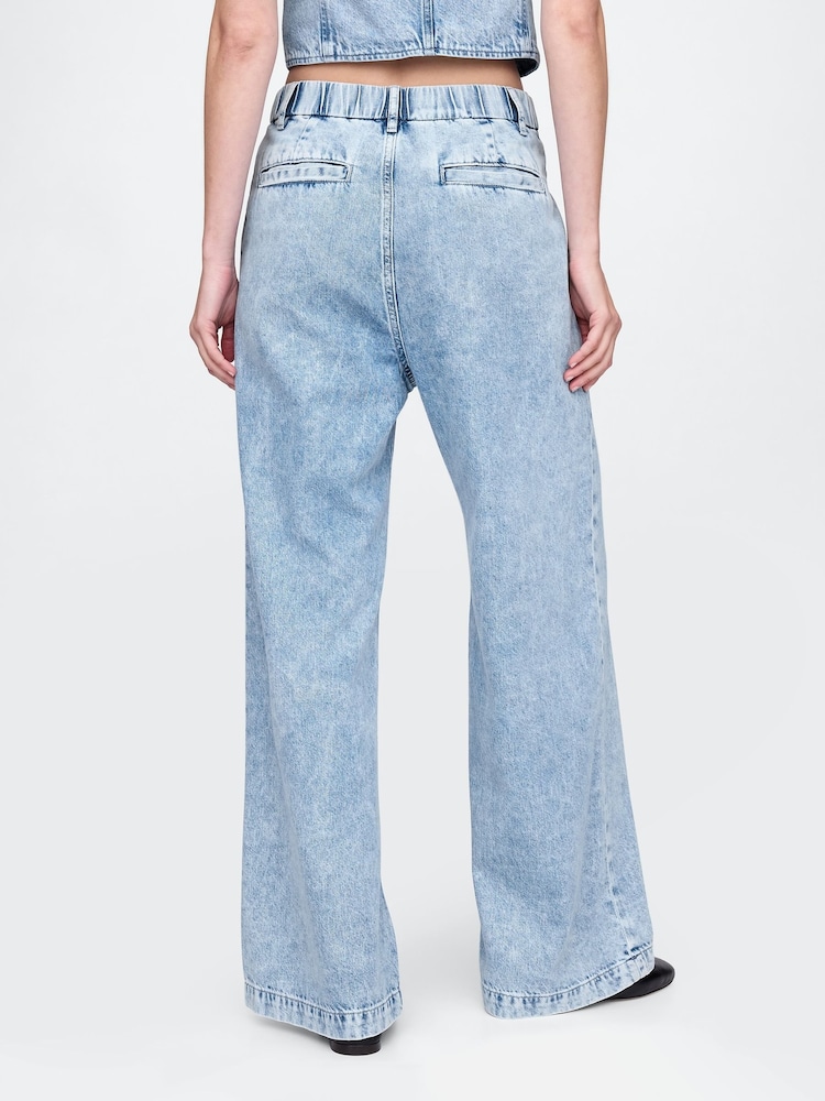 Gap Blue 365 High Waist UltraSoft Pleated Denim Trousers - Image 2 of 5