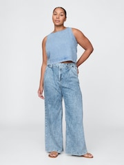 Gap Blue 365 High Waist UltraSoft Pleated Denim Trousers - Image 5 of 5