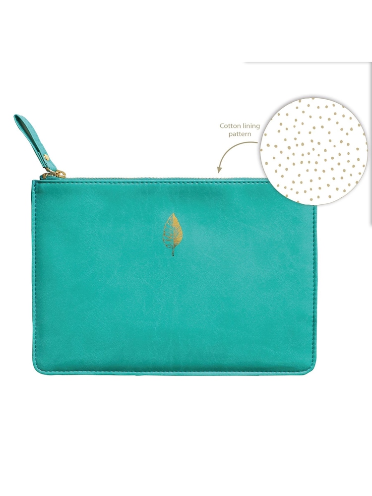 Portico Designs Teal Leaf Faux Leather Organiser Case & Keyring Set - Image 2 of 4