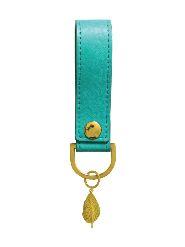 Portico Designs Teal Leaf Faux Leather Organiser Case & Keyring Set - Image 4 of 4