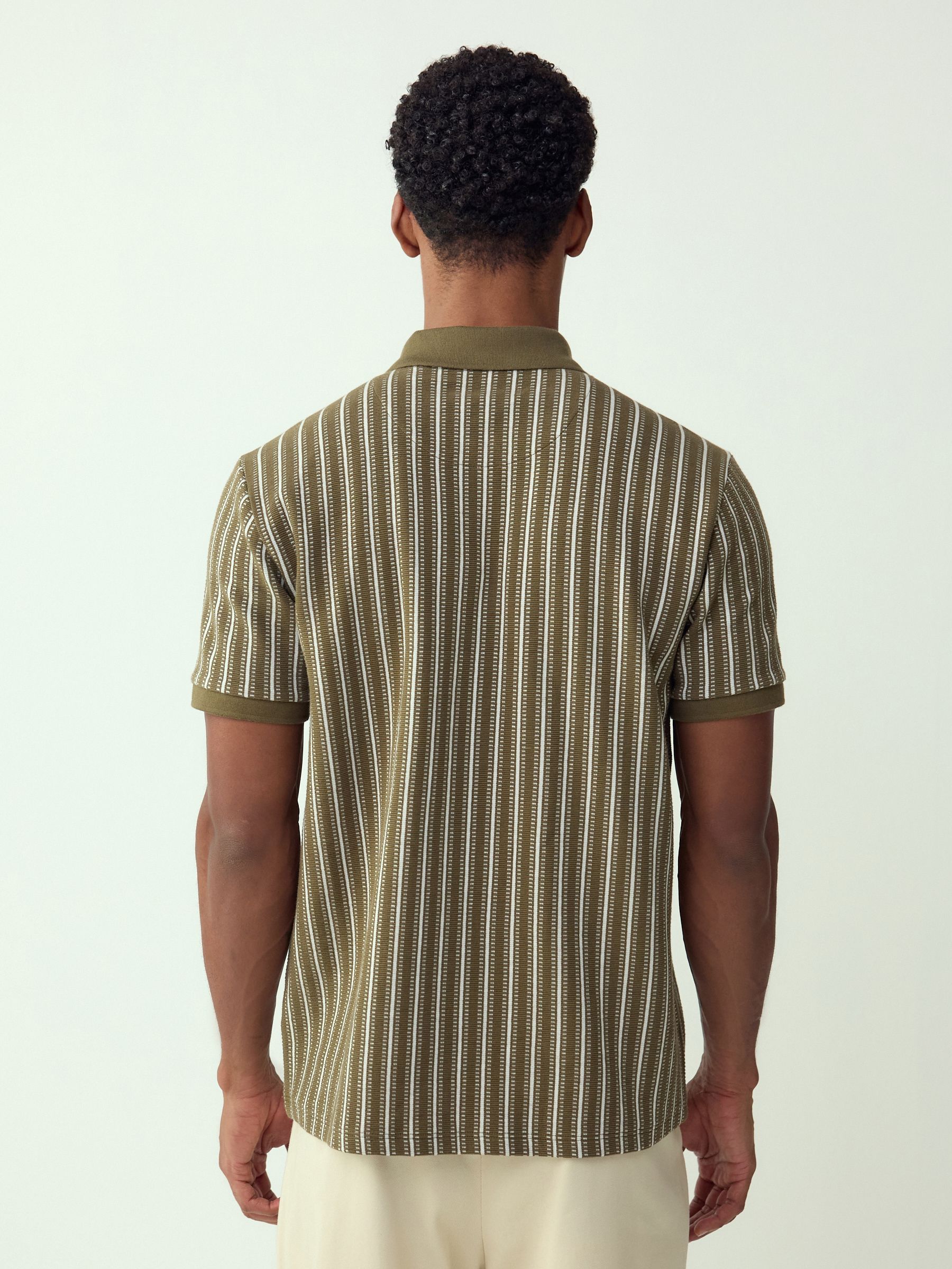Buy Green/White Vertical Stripe Quarter Zip Polo Shirt from Next USA