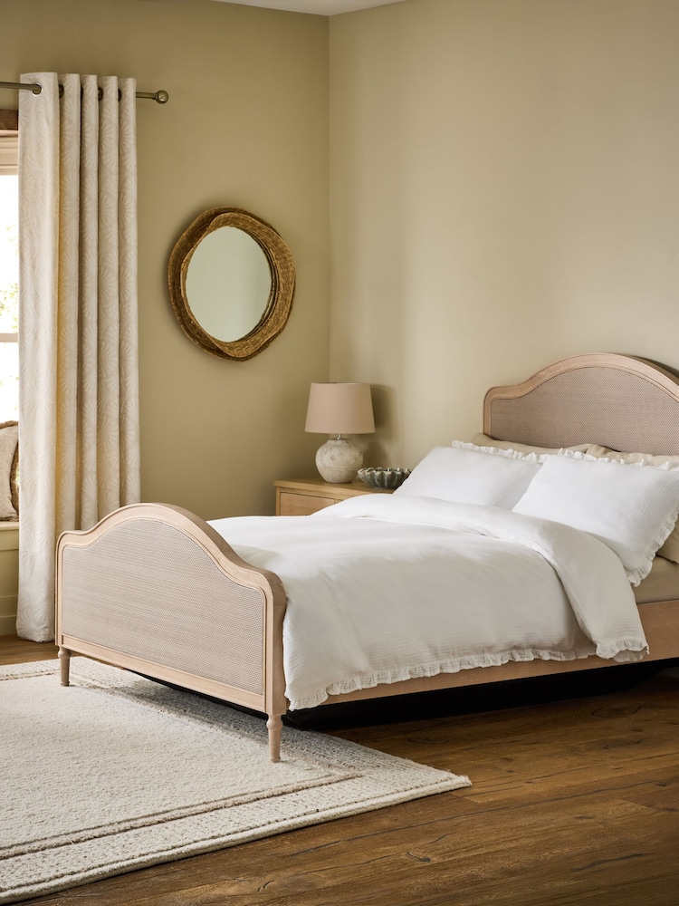 Rattan Lime Washed Oak Effect Lily Wooden With Footend Ottoman Storage Bed Frame - Image 1 of 10