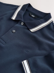 Navy Blue Regular Fit Short Sleeve Tipped Polo Shirt - Image 7 of 7