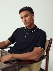 Preto - Camisa polo de manga curta com ponta de ajuste regular - Imagem 1 de 8