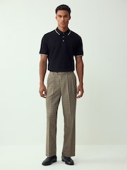 Preto - Camisa polo de manga curta com ponta de ajuste regular - Imagem 2 de 8