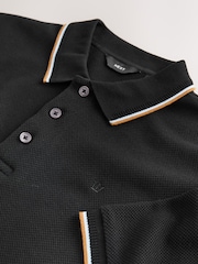 Preto - Camisa polo de manga curta com ponta de ajuste regular - Imagem 8 de 8