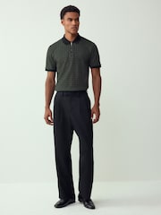 Green Check Pattern Quarter Zip Polo Shirt - Image 3 of 7