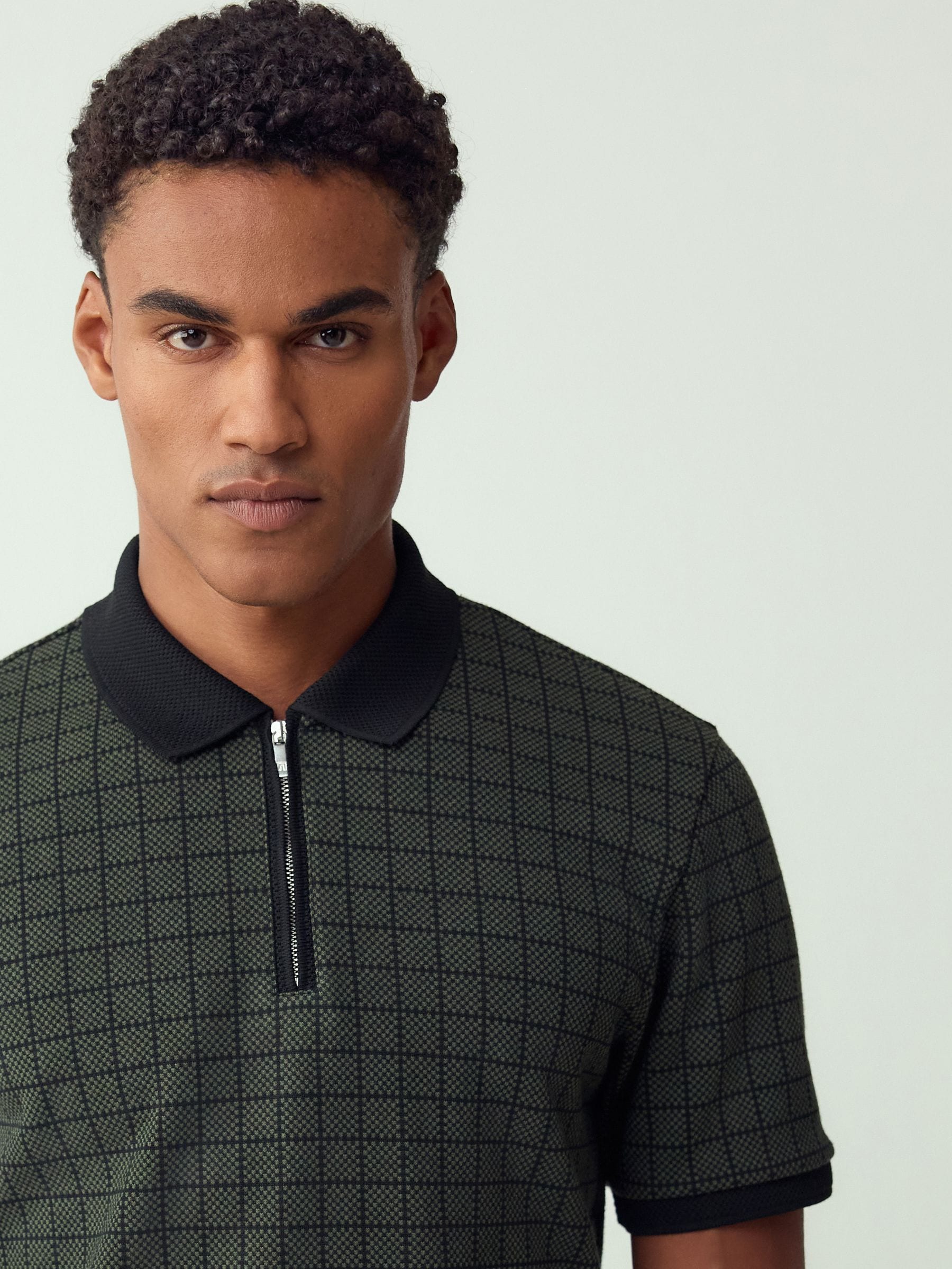 Buy Green Check Pattern Polo Shirt from the Next UK online shop