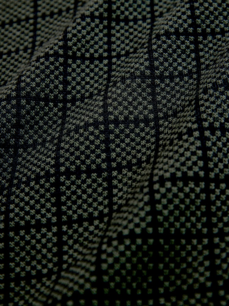 Green Check Pattern Quarter Zip Polo Shirt - Image 7 of 7