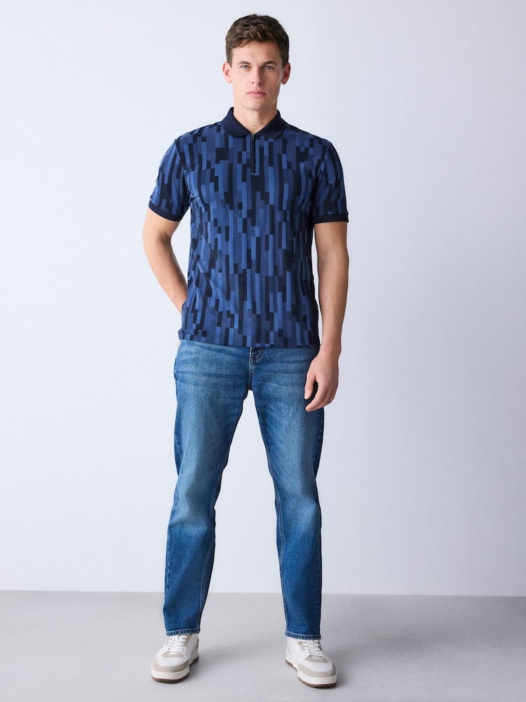 Blue Block N.Premium Pattern Quarter Zip Polo Shirt - Image 2 of 8