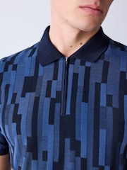 Blue Block N.Premium Pattern Quarter Zip Polo Shirt - Image 4 of 8