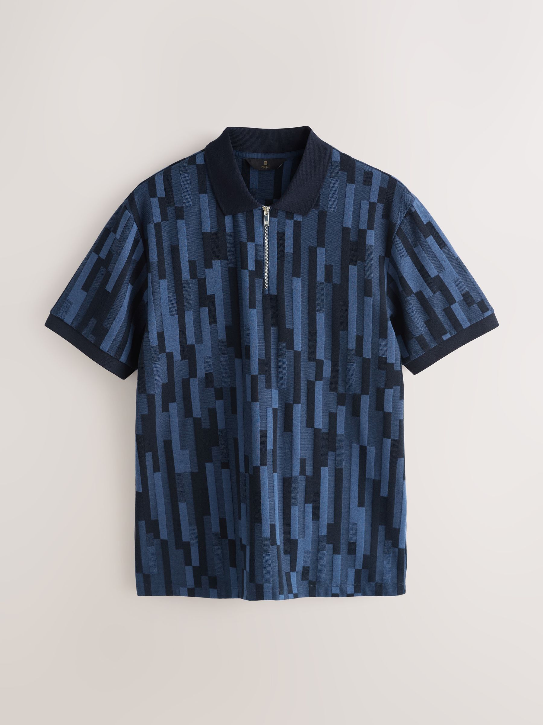 Buy Blue Block Pattern Polo Shirt from the Next UK online shop