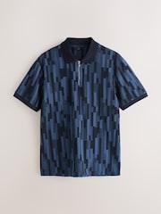 Blue Block N.Premium Pattern Quarter Zip Polo Shirt - Image 6 of 8