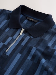 Blue Block N.Premium Pattern Quarter Zip Polo Shirt - Image 8 of 8
