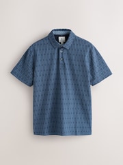 Blue Pattern Regular Fit Short Sleeve Polo Shirt - Image 5 of 7