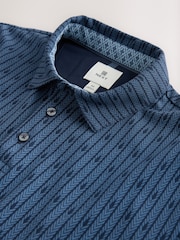 Blue Pattern Regular Fit Short Sleeve Polo Shirt - Image 7 of 7